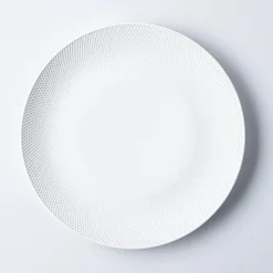 A La Carte 'Diamond Coupe' Porcelain Dinner Plate 10.25" D (White)