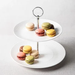 A La Carte 'Diamond Coupe' 2-Tier Porcelain Serving Dish (White)