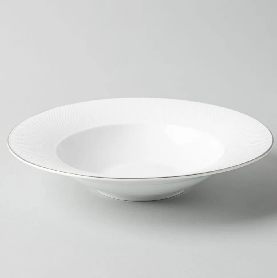 A La Carte 'Diamond Platinum' Porcelain Soup/Pasta Plate (White)