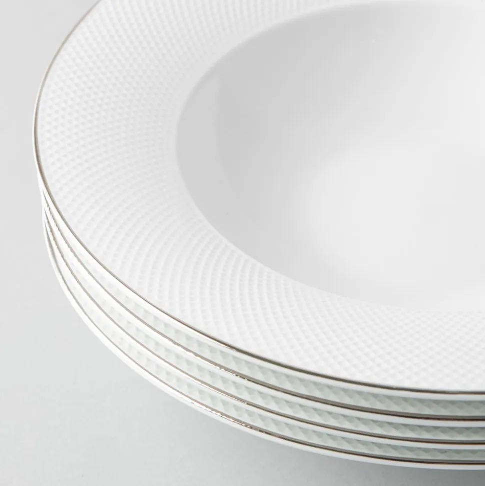 A La Carte 'Diamond Platinum' Porcelain Soup/Pasta Plate (White)