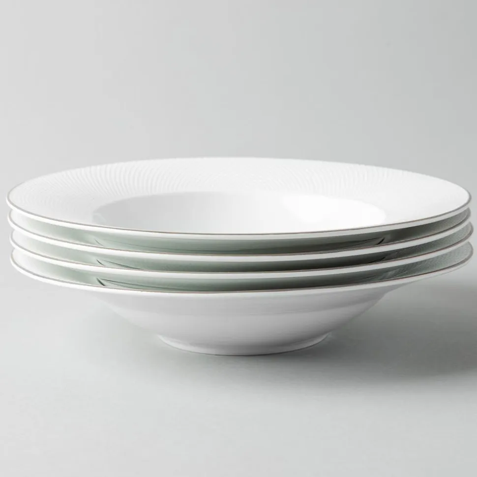 A La Carte 'Diamond Platinum' Porcelain Soup/Pasta Plate (White)