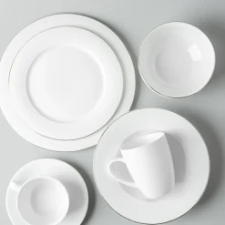 A La Carte 'Diamond Platinum' Porcelain Soup/Pasta Plate (White)