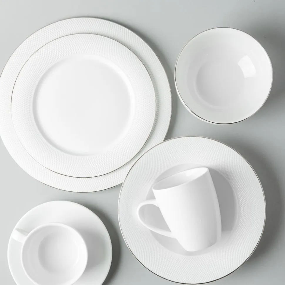 A La Carte 'Diamond Platinum' Porcelain Soup/Pasta Plate (White)