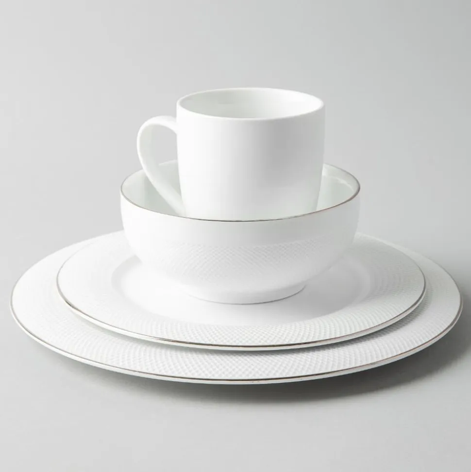 A La Carte 'Diamond Platinum' Porcelain Soup/Pasta Plate (White)