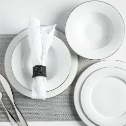 A La Carte 'Diamond Platinum' Porcelain Soup/Pasta Plate (White)