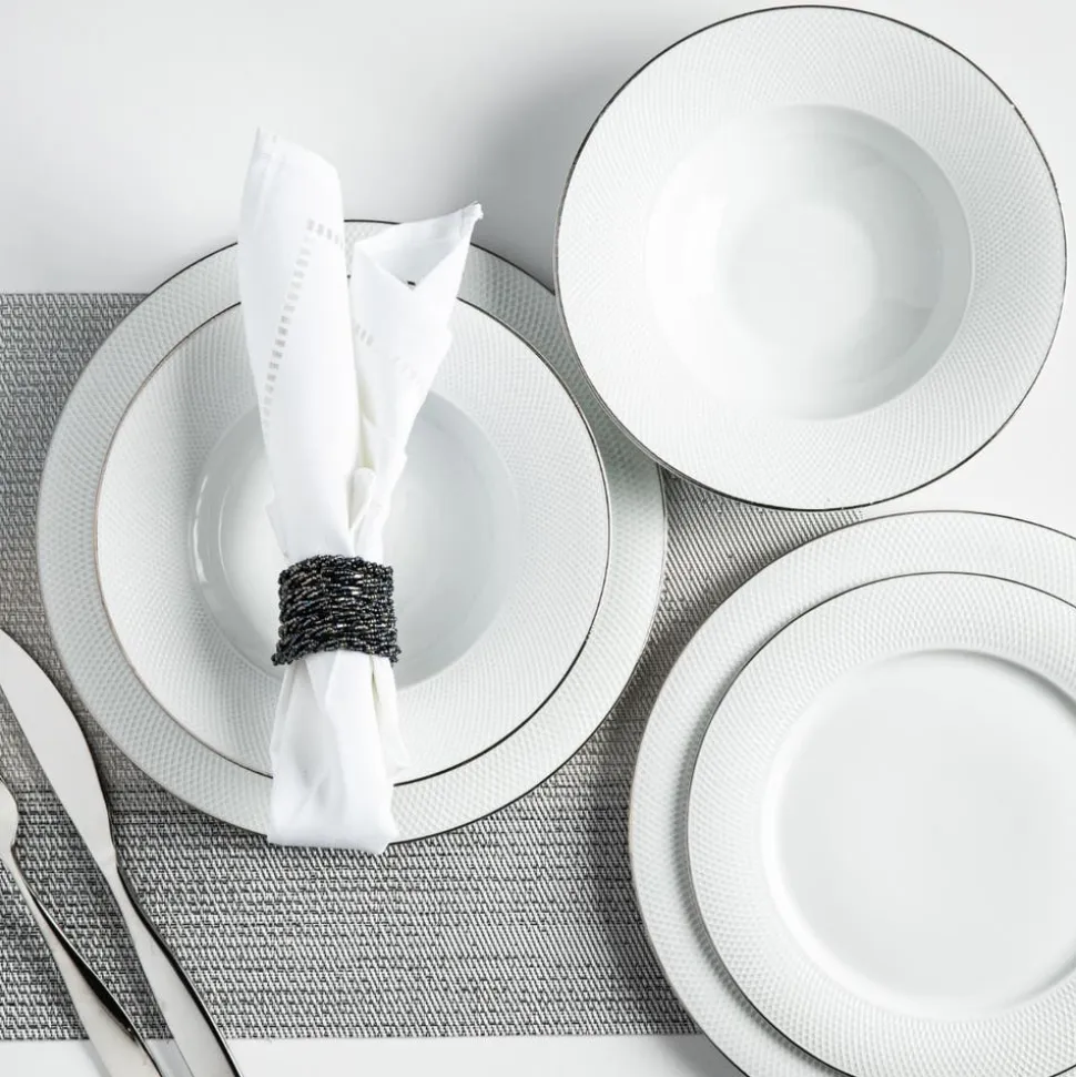 A La Carte 'Diamond Platinum' Porcelain Soup/Pasta Plate (White)