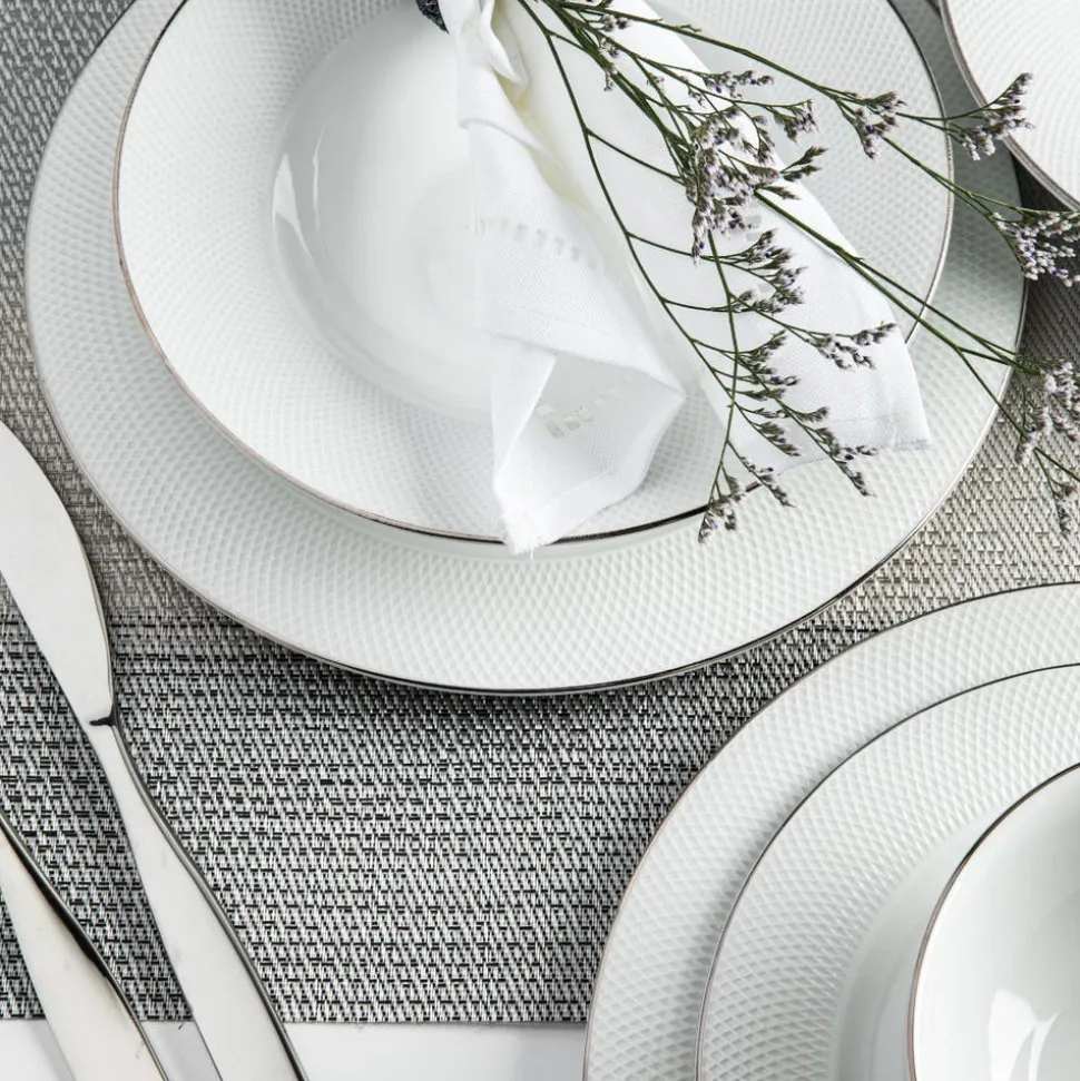 A La Carte 'Diamond Platinum' Porcelain Soup/Pasta Plate (White)