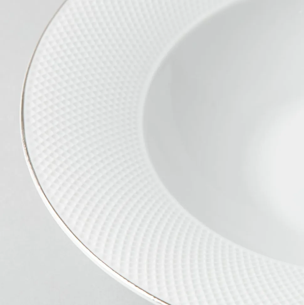 A La Carte 'Diamond Platinum' Porcelain Soup/Pasta Plate (White)