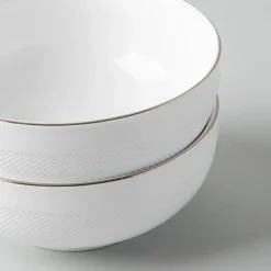 A La Carte 'Diamond Platinum' Porcelain Cereal Bowl (White)