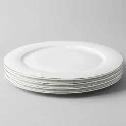 A La Carte 'Diamond Platinum' Porcelain Dinner Plate (White)