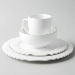 A La Carte 'Diamond Platinum' Porcelain Dinner Plate (White)