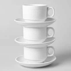 A La Carte 'Diamond' Porcelain Cup & Saucer (White)