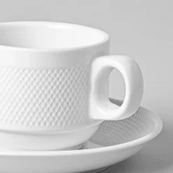 A La Carte 'Diamond' Porcelain Cup & Saucer (White)