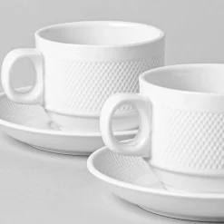 A La Carte 'Diamond' Porcelain Cup & Saucer (White)
