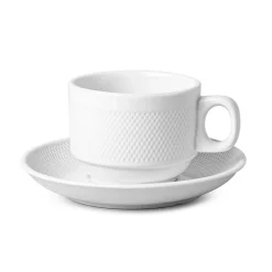 A La Carte 'Diamond' Porcelain Cup & Saucer (White)
