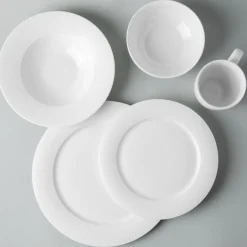 A La Carte 'Diamond' Porcelain Soup- Pasta Plate (White)