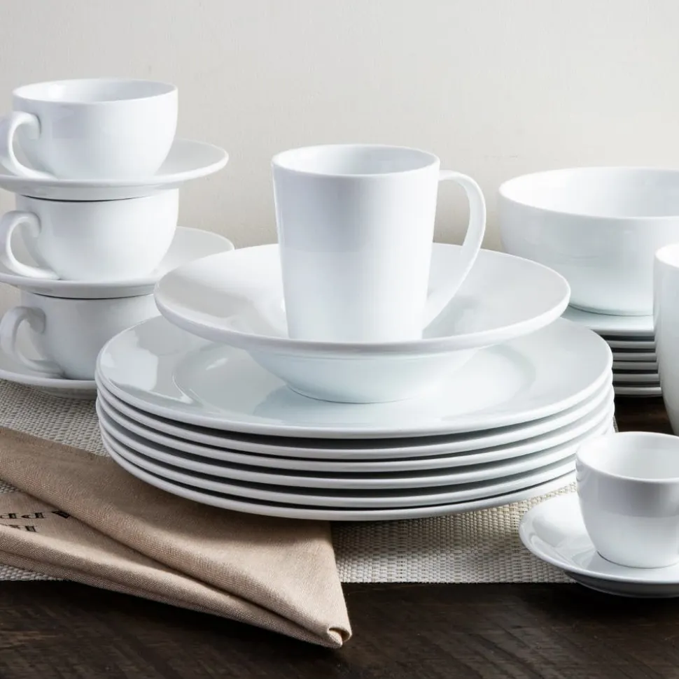 A La Carte 'Oxford' Porcelain Espresso Cup with Saucer 90ml (White)
