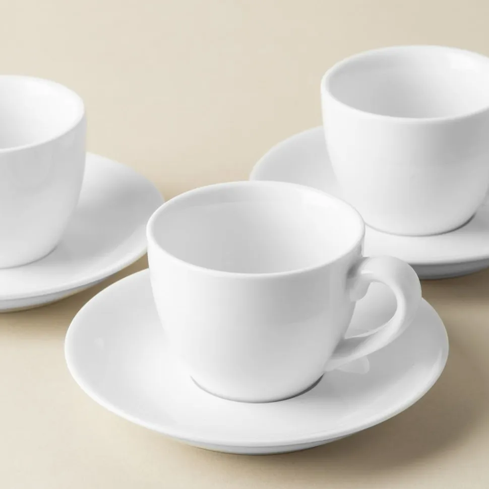 A La Carte 'Oxford' Porcelain Espresso Cup with Saucer 90ml (White)