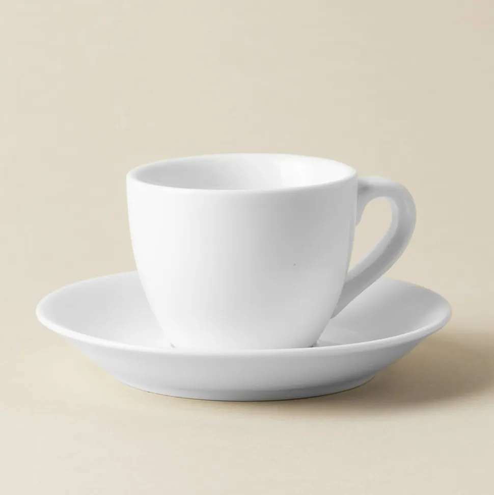 A La Carte 'Oxford' Porcelain Espresso Cup with Saucer 90ml (White)