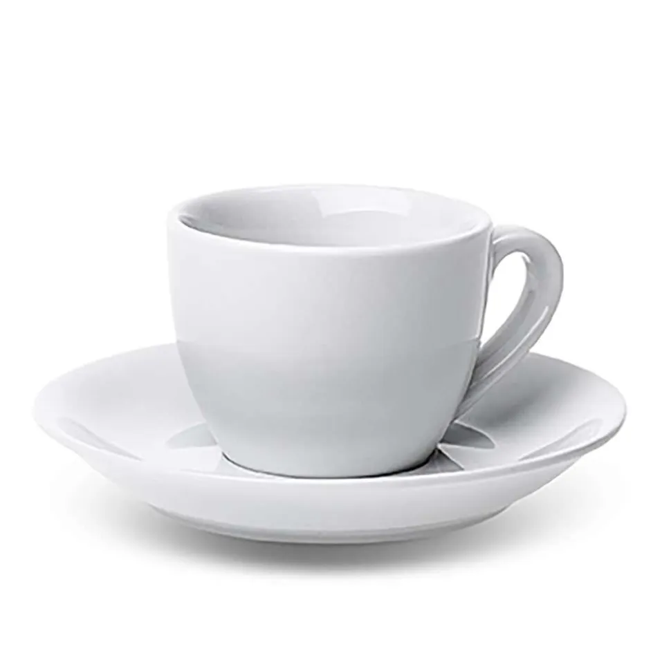 A La Carte 'Oxford' Porcelain Espresso Cup with Saucer 90ml (White)