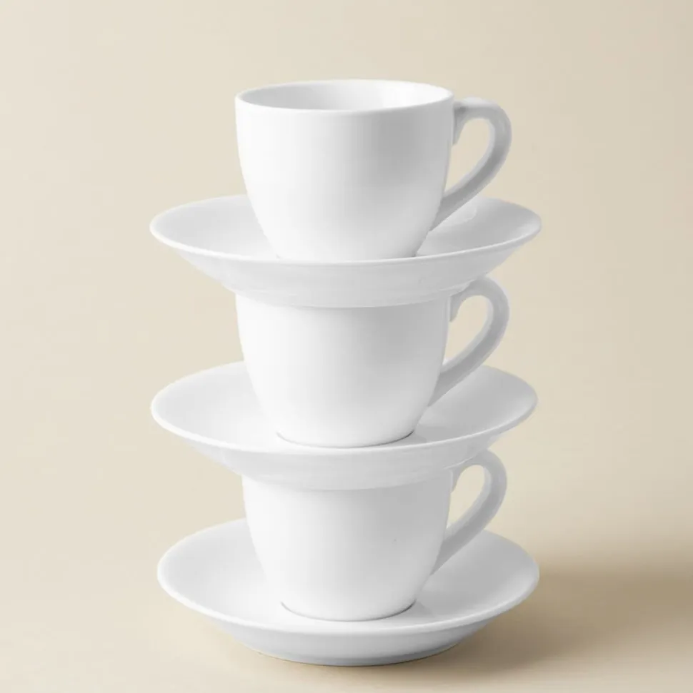A La Carte 'Oxford' Porcelain Espresso Cup with Saucer 90ml (White)