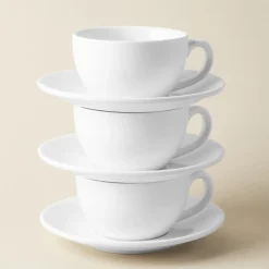 A La Carte 'Oxford' Porcelain Teacup with Saucer 250ml (White)
