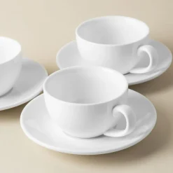 A La Carte 'Oxford' Porcelain Teacup with Saucer 250ml (White)