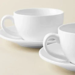 A La Carte 'Oxford' Porcelain Teacup with Saucer 250ml (White)