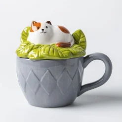 Boston Warehouse Flea Market Shaped 'Cat' Mug with Lid