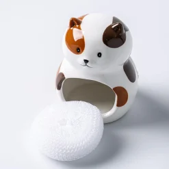 Boston Warehouse Scrubby 'Cat' Ceramic Scrubby Holder