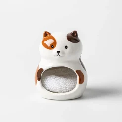 Boston Warehouse Scrubby 'Cat' Ceramic Scrubby Holder