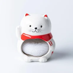 Boston Warehouse Scrubby 'Happy Cat' Ceramic Scrubby Holder