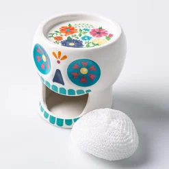 Boston Warehouse Scrubby 'Sugar Skull' Ceramic Scrubby Holder