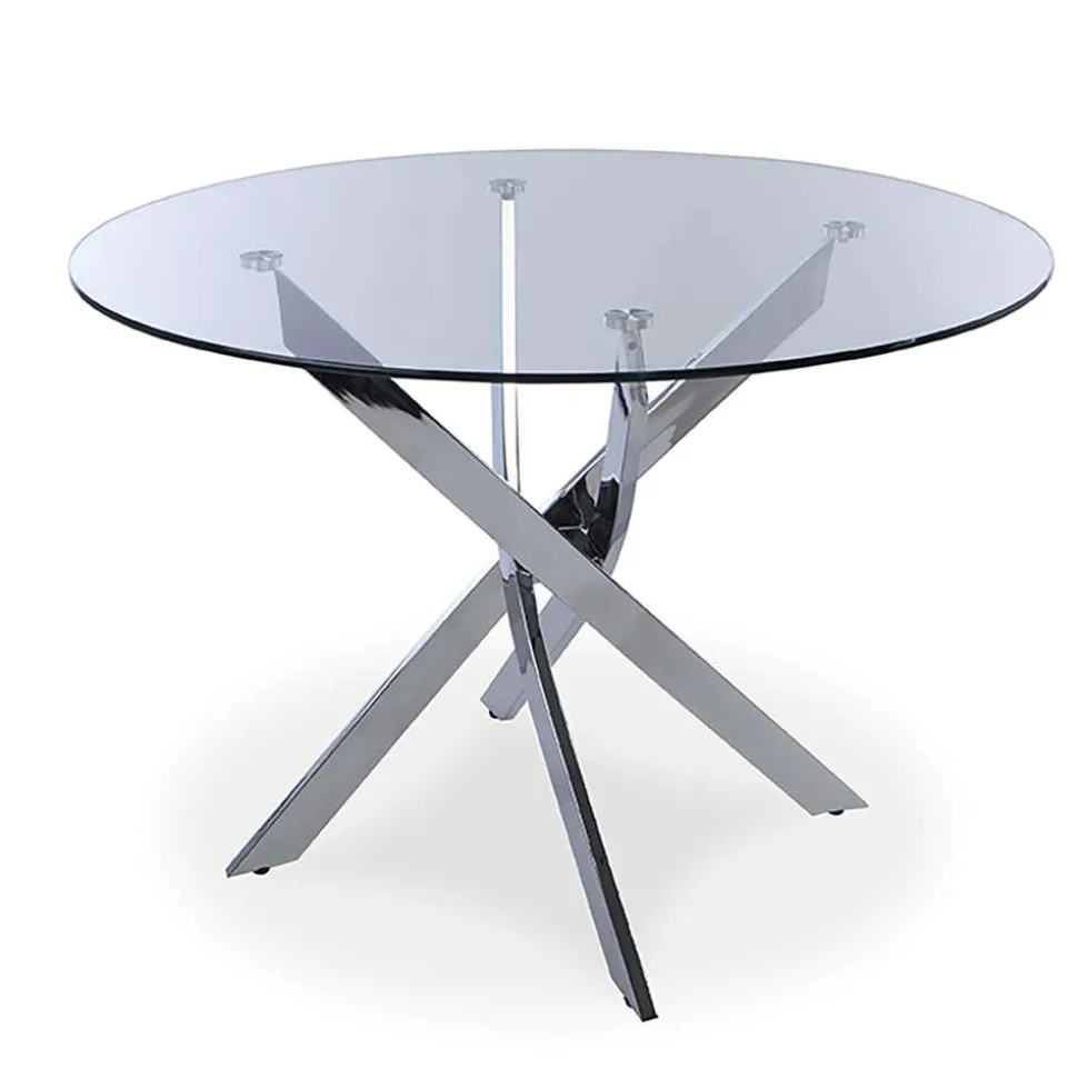 Bradford Carol Glass Dining Table (Clear/Silver)