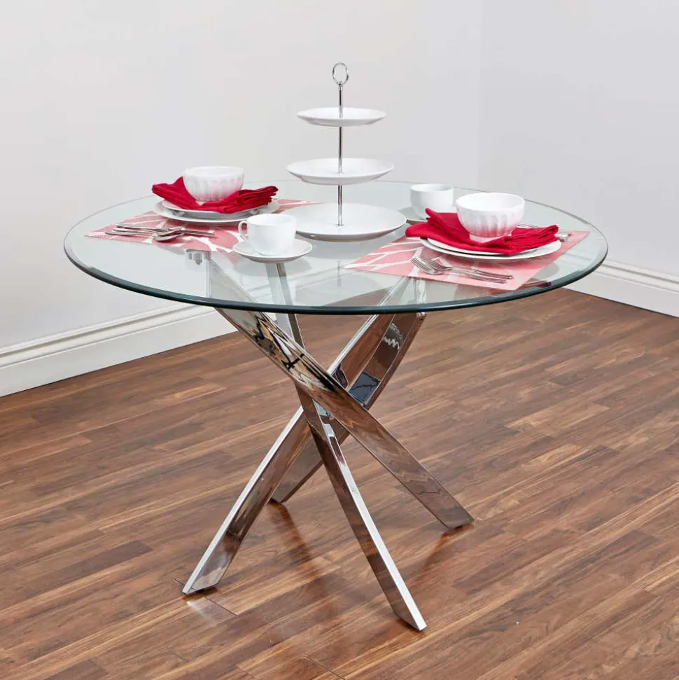 Bradford Carol Glass Dining Table (Clear/Silver)