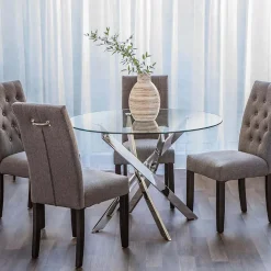 Bradford Carol Glass Dining Table (Clear/Silver)