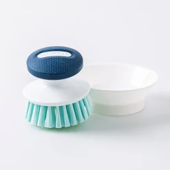 Casabella Eco-Friendly Palm Brush & Drip Tray - Set of 2