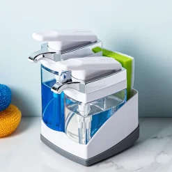 Casabella Sink Sider Duo Soap Dispenser with Sponge (White/Chrome)