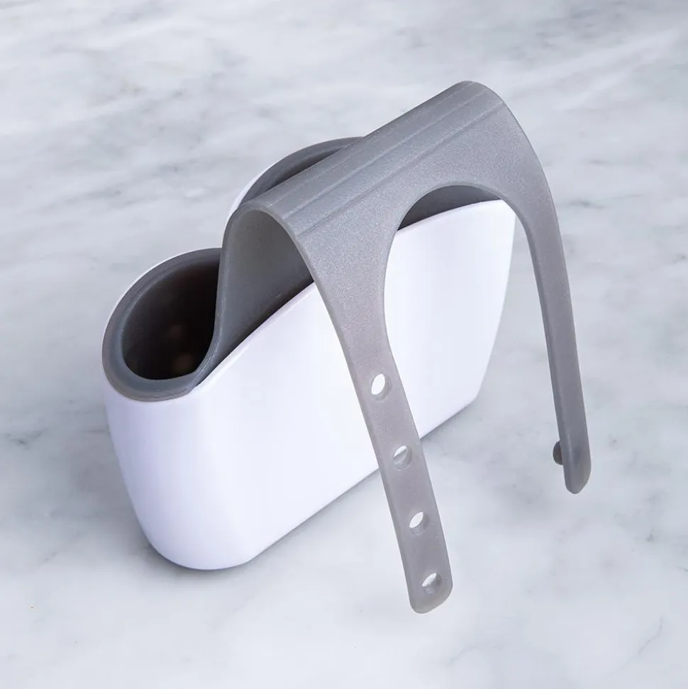 Casabella Sink Sider Faucet Sponge and Brush Holder (White/Grey)
