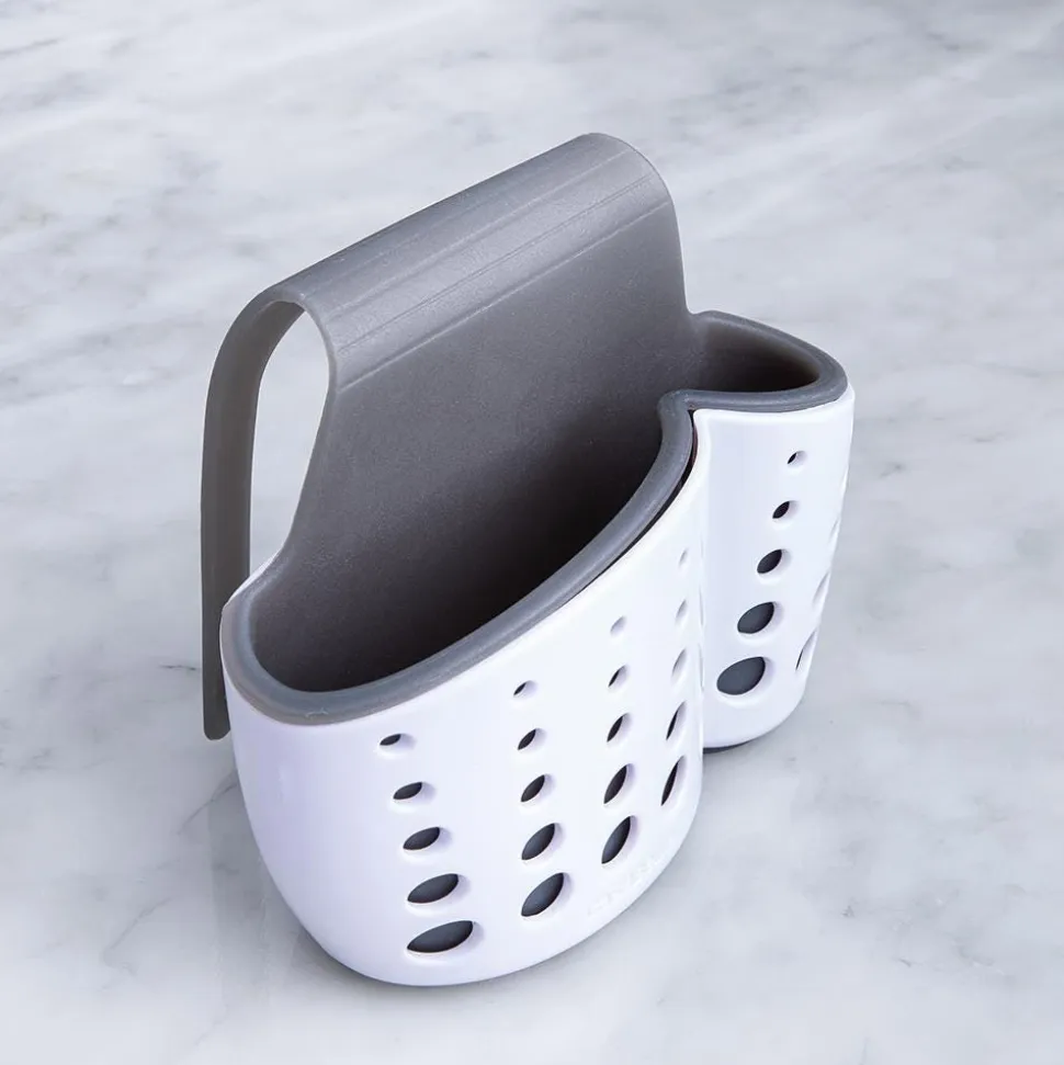 Casabella Sink Sider Faucet Sponge and Brush Holder (White/Grey)