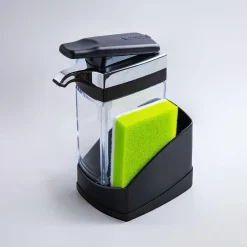Casabella Sink Sider Soap Dispenser with Sponge (Black/Chrome)