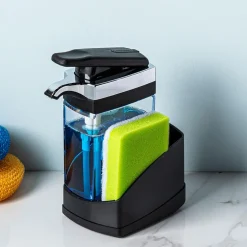 Casabella Sink Sider Soap Dispenser with Sponge (Black/Chrome)