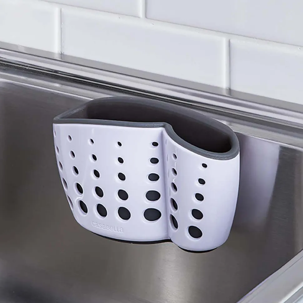 Casabella Sink Sider Suction Cup Sponge Holder (White/Grey)
