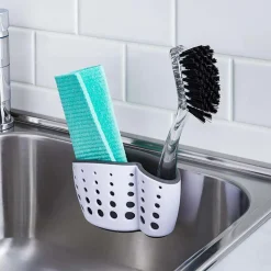 Casabella Sink Sider Suction Cup Sponge Holder (White/Grey)