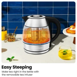 Chefman Fast-Boil Glass Kettle with Infuser (Clear/Stainless Steel)