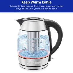 Chefman Keep Warm Glass Kettle with Infuser