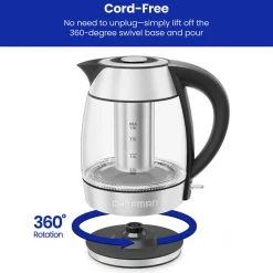 Chefman Keep Warm Glass Kettle with Infuser