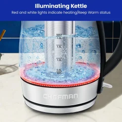 Chefman Keep Warm Glass Kettle with Infuser