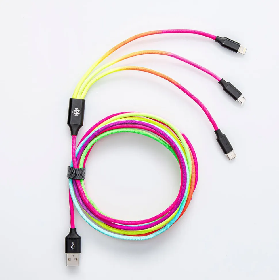 Connect Heavy Duty High-Speed '3-In-1' Charge & Sync Cable (Rainbow)