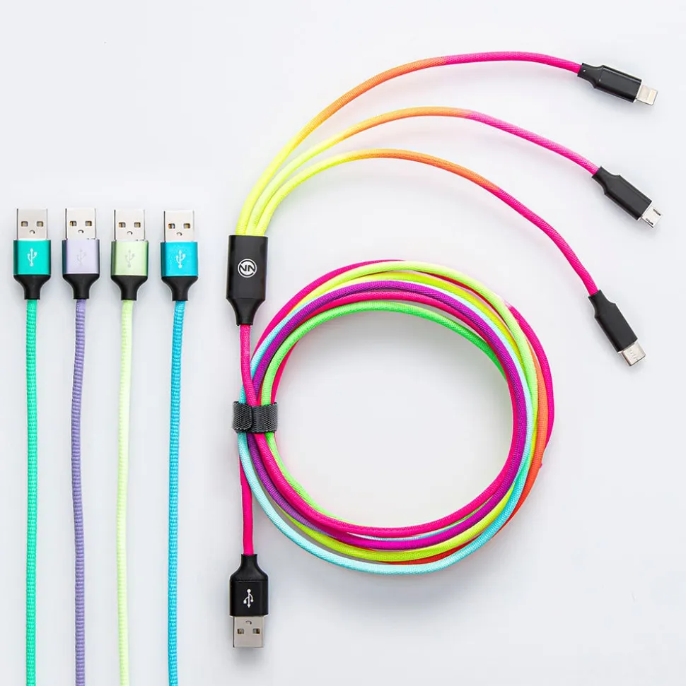 Connect Heavy Duty High-Speed '3-In-1' Charge & Sync Cable (Rainbow)